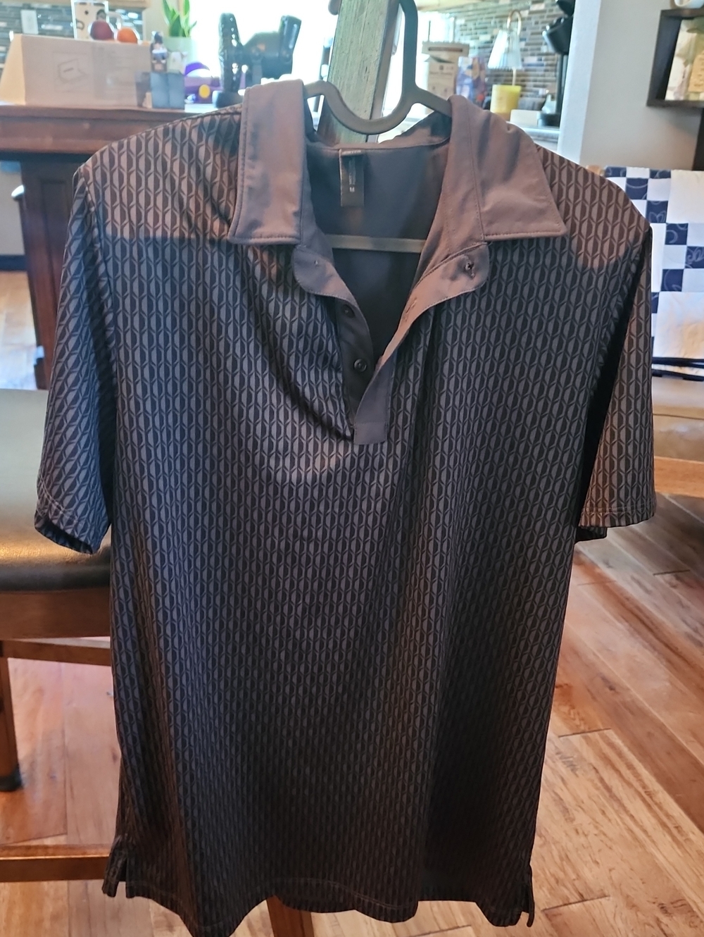 Zella Black Geometric-Print Polo